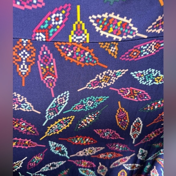 Lularoe XL deep periwinkle slinky Maxi skirt in digitized feather pattern.NWT. - Picture 2 of 4